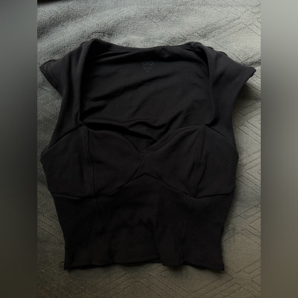 Black Bustier-Style Ribbed Women's Top